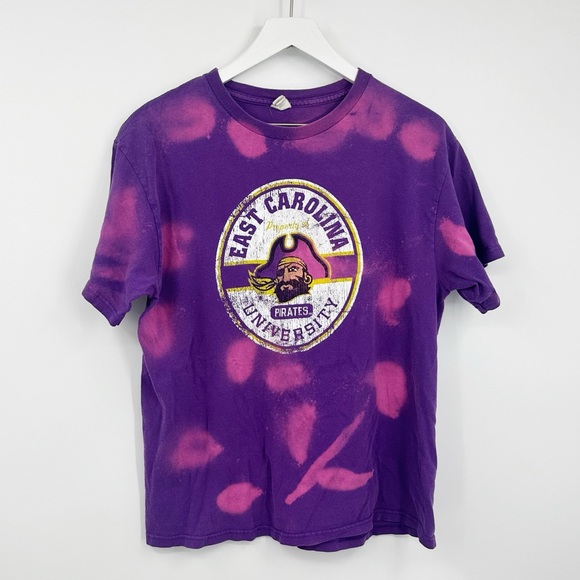 ECU Pirates Custom Bleach Splatter Short Sleeve Shirt Size Large Upcycled - Picture 1 of 5